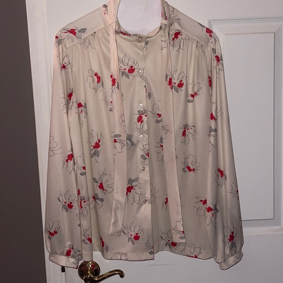 Vintage 70’s Button Down Blouse with Scarf - Picture 1 of 7